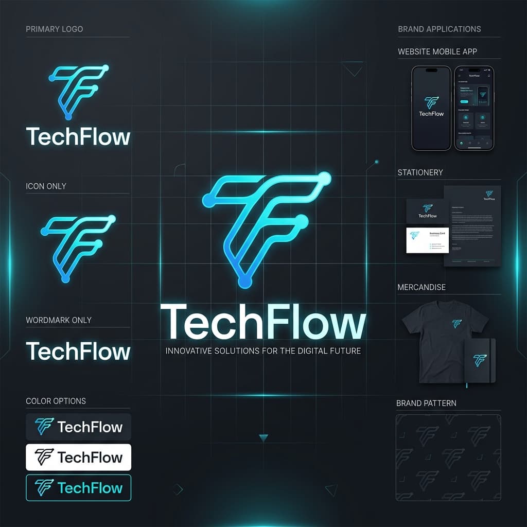 Logo Suite — TechFlow — Wolvista Portfolio